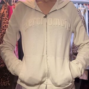 youth size xl abercrombie white zip up hoodie